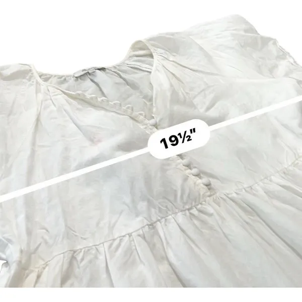 Madewell Women's Medium White Linen Blend Mini Dress Flutter Sleeve Tiered - Image 7