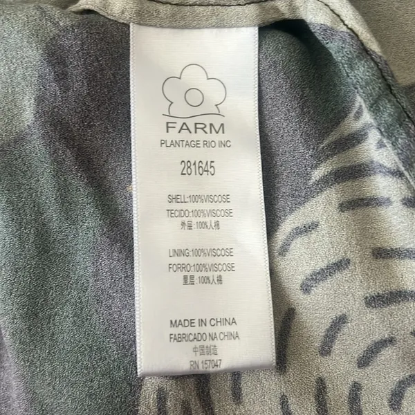 Farm Rio Anthro Women’s Green Military Cashew One Shoulder Midi Scarf Dress XS - Image 10
