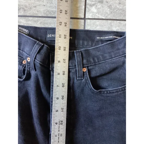 Denim Forum The Arlo High Rise Straight Jeans Black 28L Organic Cotton - Image 4