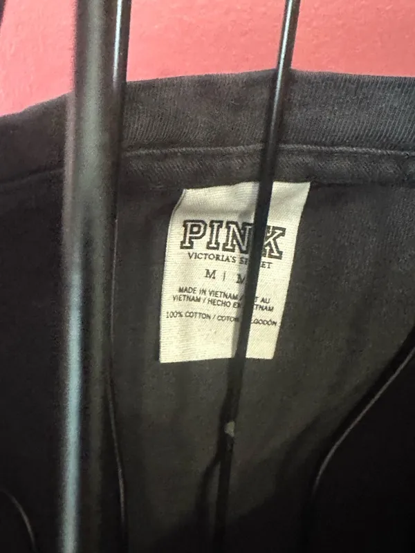Victoria's Secret PINK Black Long-Sleeve Tee with Gold Sequin Logo - Image 3