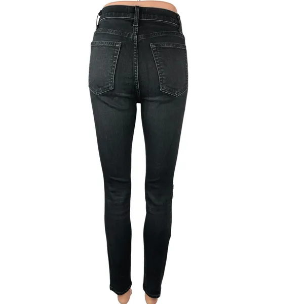 Reformation Women's Black Distressed Ankle High Rise Skinny Denim Jeans Size 26 - Image 3