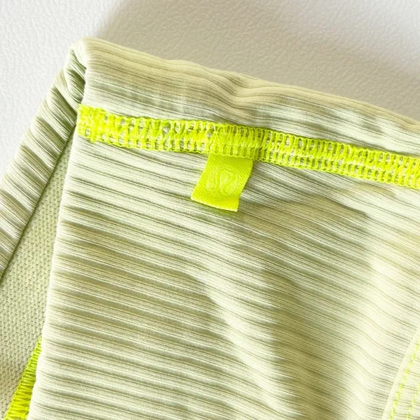 Lululemon Womens Ribbed‎ Mesh High Neck Sports Bra Racerback 10 Highlight Yellow - Image 5