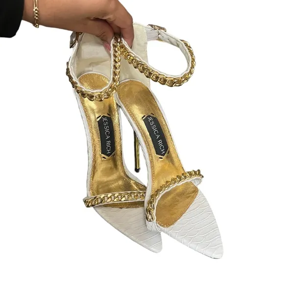 JESSICA RICH Monaco Chain Leather Heels Stilettos - Image 11