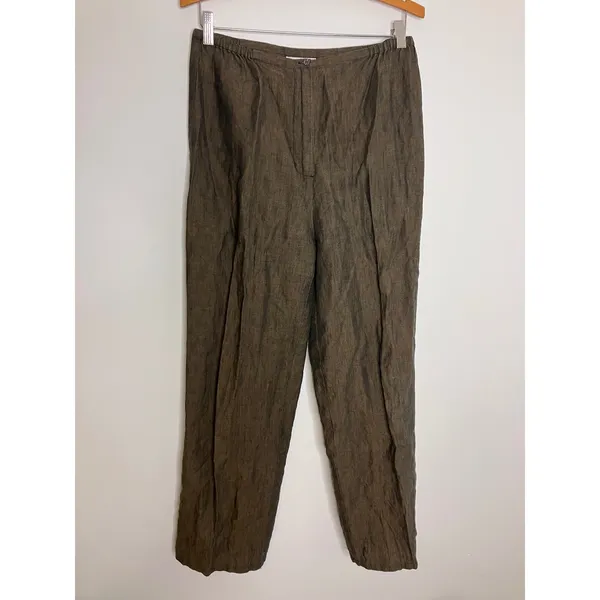 Pursuits Ltd Linen Pant Set Women 12/8 Brown Excellent Vintage Tunic Trousers - Image 4