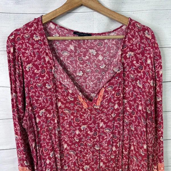 American Eagle Womens XL Long Boho Paisley Floral Gathered Mini Dress - Image 4