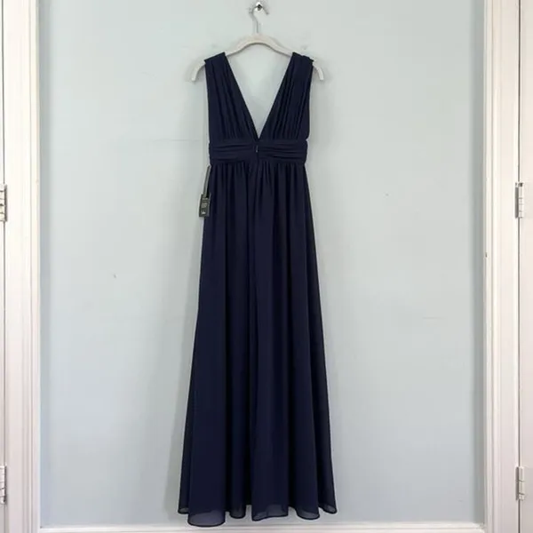 NWT Lulus Heavenly Hues Navy Blue Leg Slit Bridesmaid Maxi‎ Dress Gown - Image 4