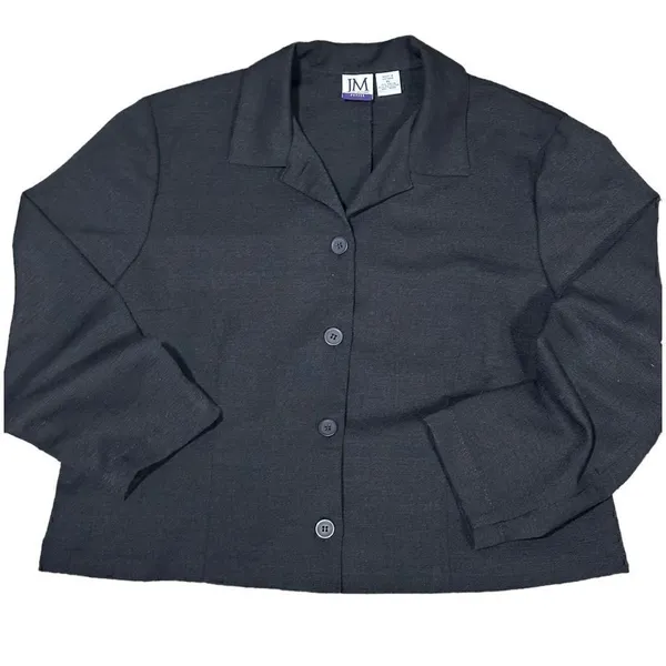 JM Collection Black Cropped Long Sleeve Blazer Jacket Size XL - Image 4