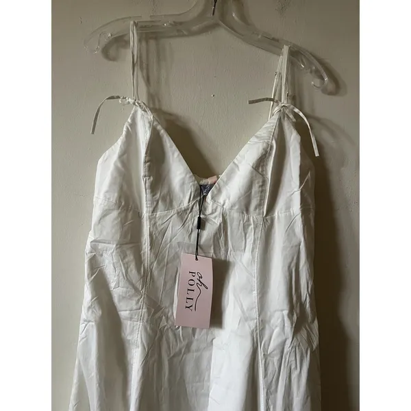 Oh Polly Mallory Bow-Detail A-Line Midi Dress in White Size 14 New - Image 6