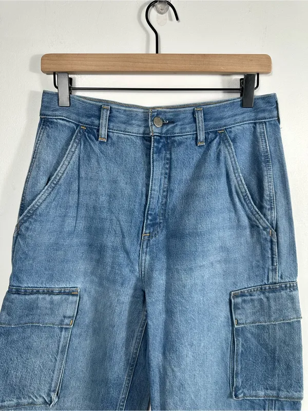 Aritzia Denim Forum 90s Millie Hi Rise Cargo Jeans 26 Blue‎ Wide Leg Y2K - Image 5