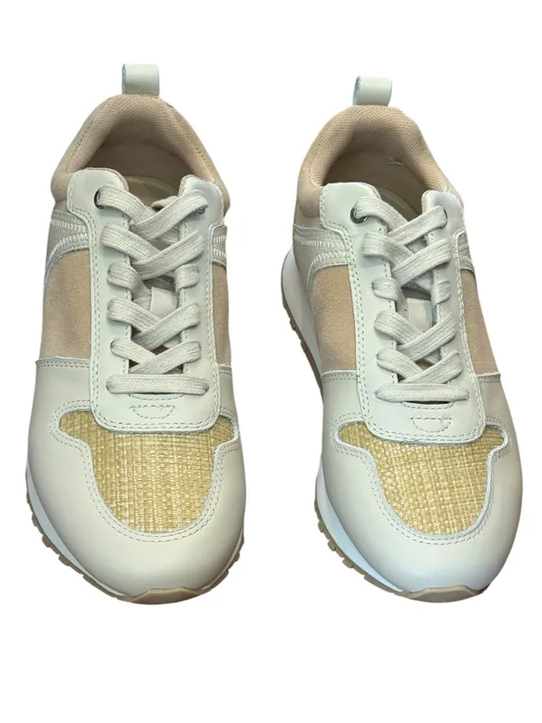 J. MCLAUGHLIN Emerson Leather Suede Grasscloth Sneaker Beige Cream Size 7 NEW - Image 4