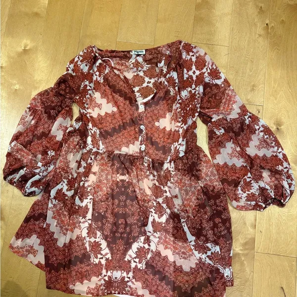 Show me your Mumu Sienna mini swing boho dress long sleeve M - Image 5