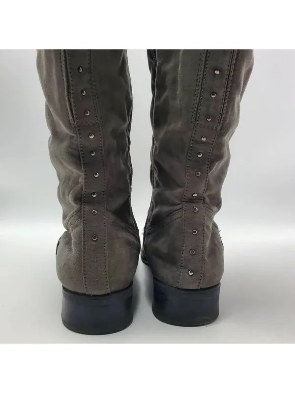 Lime Light Joaquin Faux Suede Studded Knee High Tall Gray Riding Boots Size 9 - Image 5
