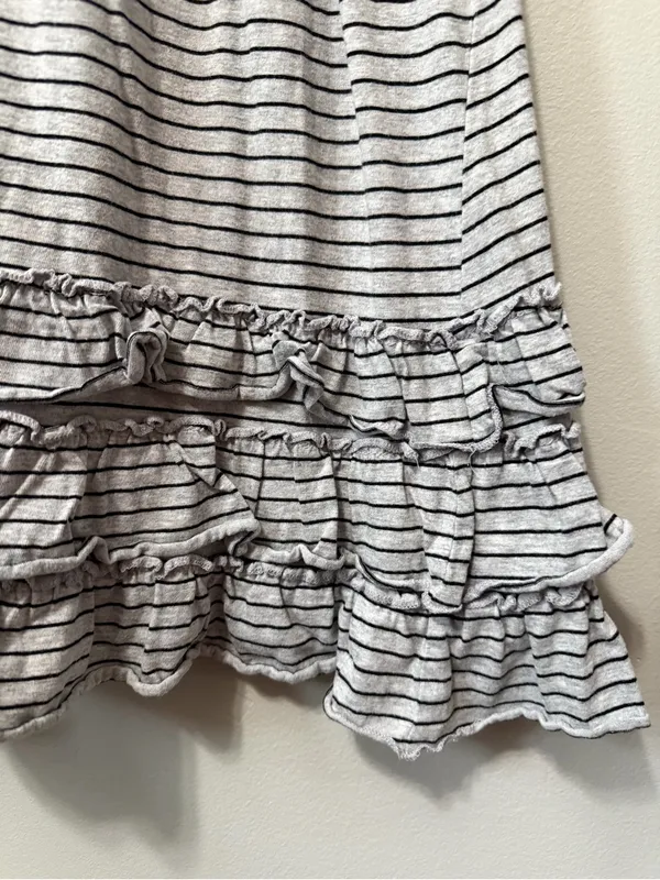 Pink Rose Striped Ruffle Mini Dress in Gray and Black Size M - Image 4