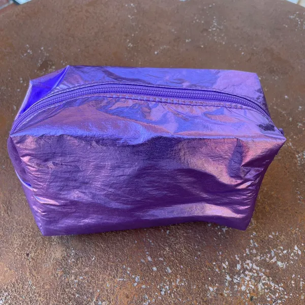 Free People New purple metallic make up/ toiletry bag - Image 2