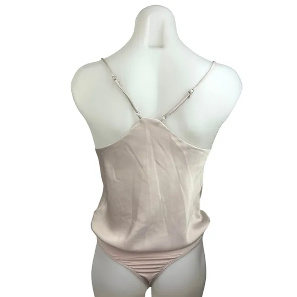 ASTR The Label The Drape Pink Silk Satin Spaghetti Strap Sleeveless Bodysuit Top - Image 8