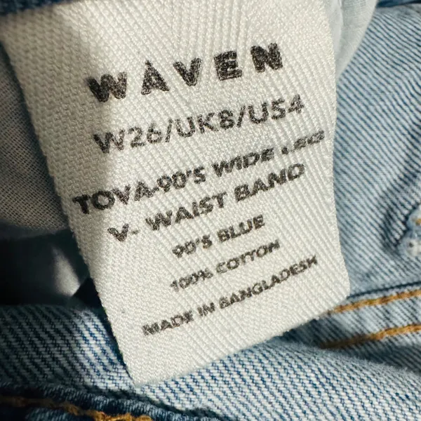 Waven Tova 90s Wide Leg Jeans V-Waist Light Blue Raw Hem Womens 26 x 31‎ US 4 - Image 11