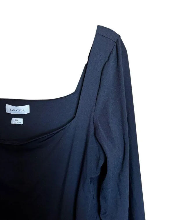 Babaton Aritzia Bodysuit Womens 2XL Black Snap Button Thong One Piece - Image 3