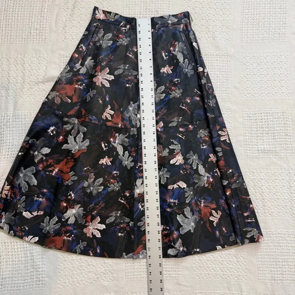 Shelanna juniors large floral faux leather a line midi skirt SK 3525 - Image 4