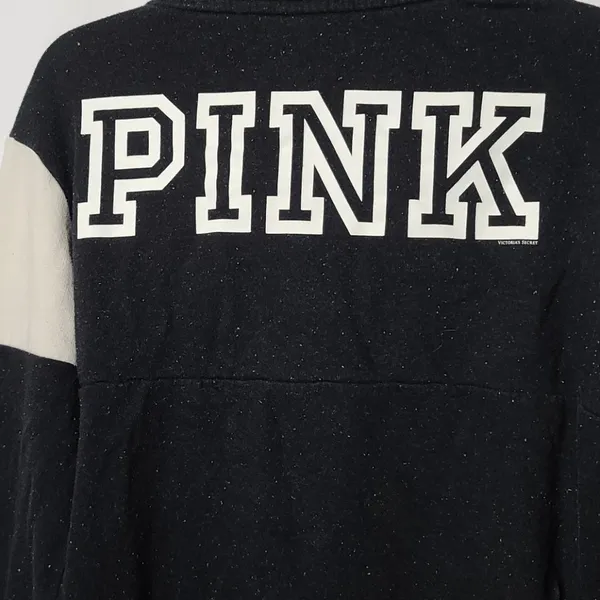 PINK - Victoria's Secret quarter zip black sweatshirt sz M - Image 3
