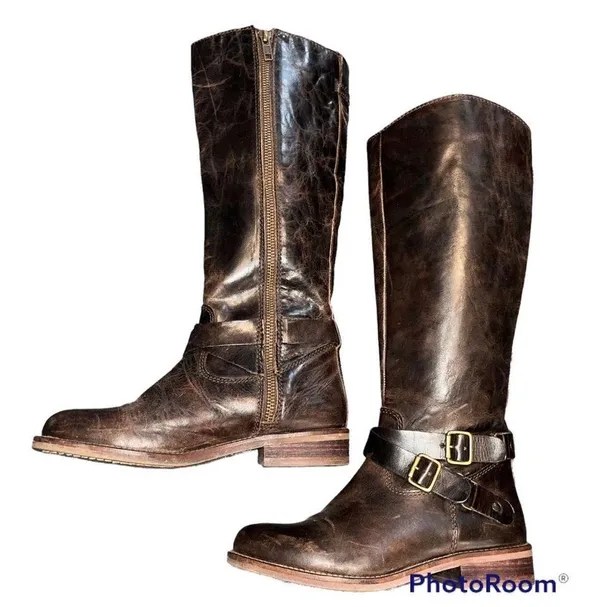 Hinge Brown Tall Distressed Leather Devin Riding Boots size 5.5 - Image 3