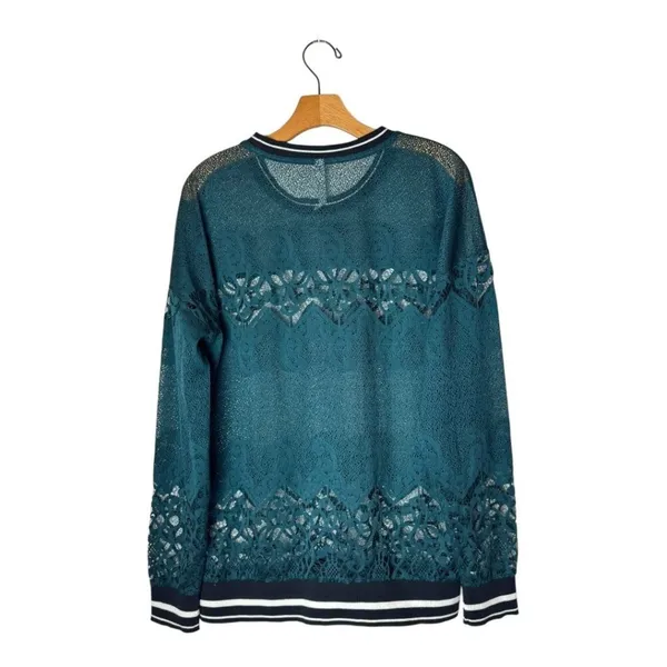 Fabletics Shirt Women Large Green‎ Spruce Sophie Lace Tunic Athleisure Yoga - Image 4