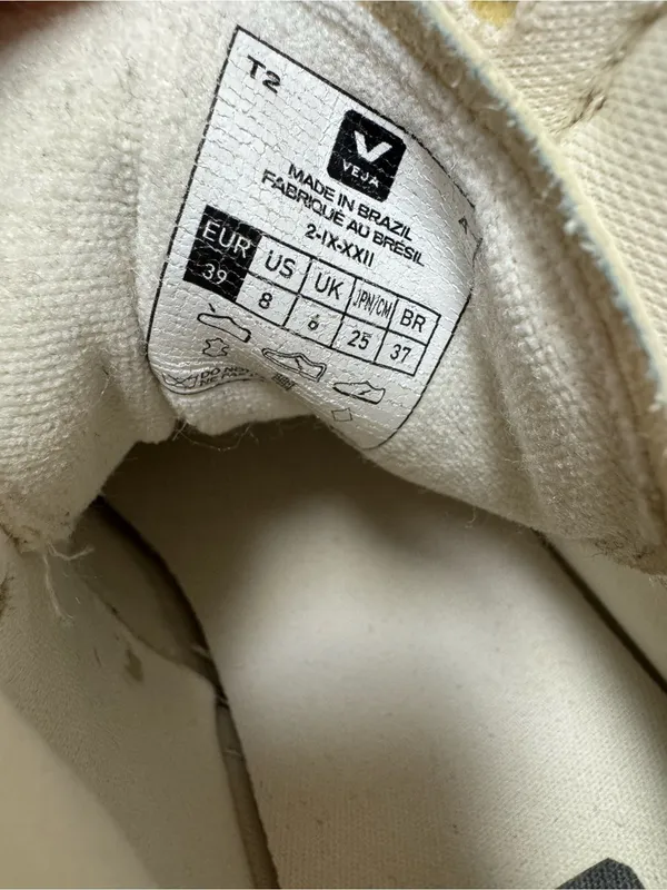 Veja V-15 High Top Lace Up Sneakers Suede Leather Beige White US 8 EU 39 - Image 8