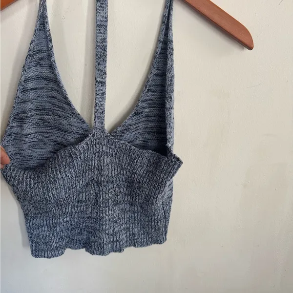 Full Tilt Blue Marled Knit Cropped Tank - Image 3