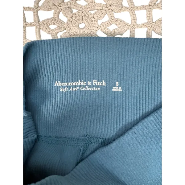 Abercrombie & Fitch Women’s Ribbed Leggings Size Small Teal High Rise - Image 4