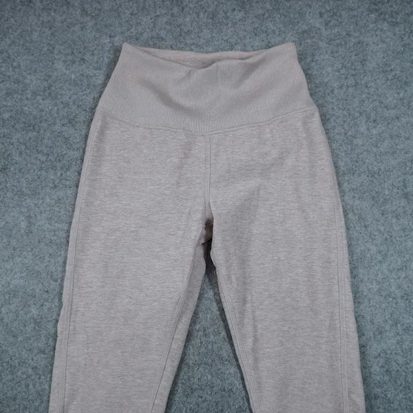 Alo XS Yoga Alosoft Goddess Leggings High Waist Heathered Beige Tan Ribbed - Image 2