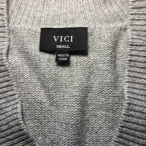 VICI Cashmere Wool Knit Sweater Gray Womens S Capsule‎ Minimalist Quiet Luxury - Image 2