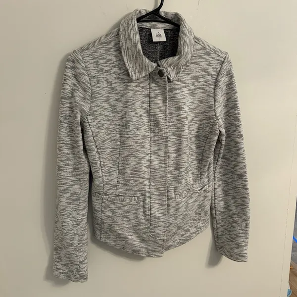 Cabi Neo Moto Sweater Jacket Light Heathered Gray Zip Up Style 5102 Size‎ XS - Image 4
