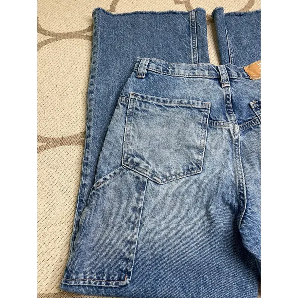 We The Free Tinsley Baggy High Rise Wide Leg Jeans Size 26 Raw Hem, OB1588873 - Image 12