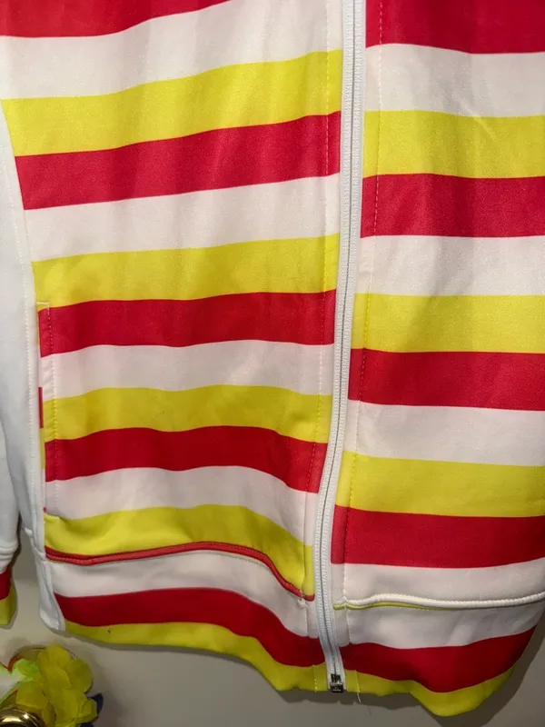 NWOT Oakley Striped Hooded Zip Jacket - White, Red & Yellow - Image 2
