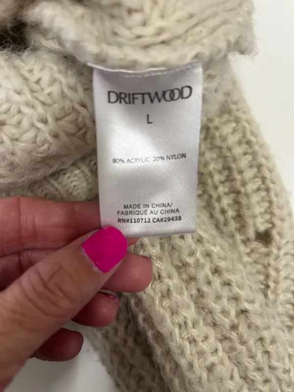 DRIFTWOOD Beige Open-Knit Button-Front Cardigan Size Large - Image 4