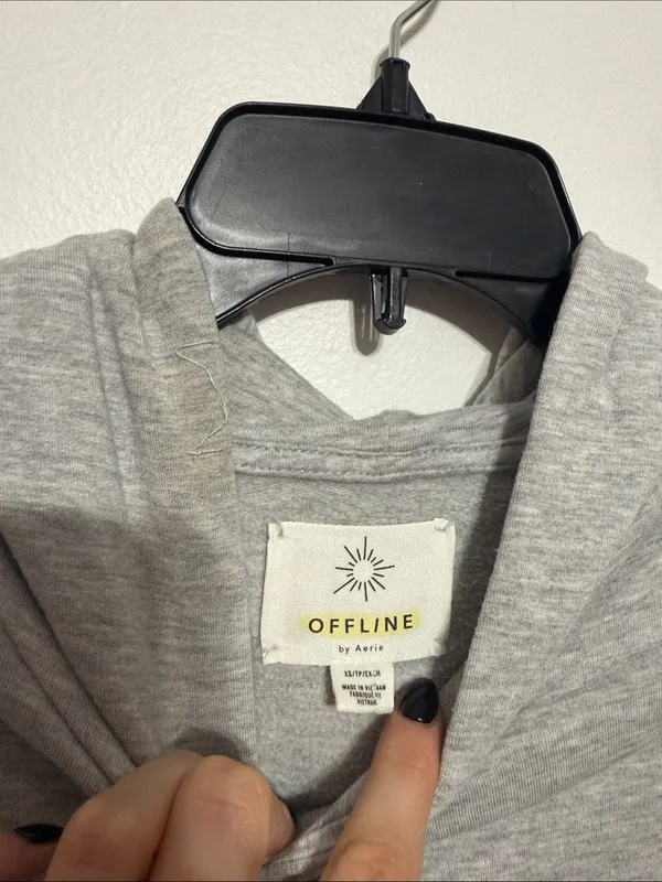 Aerie Light Gray Hooded Pullover Sweatshirt - Image 6