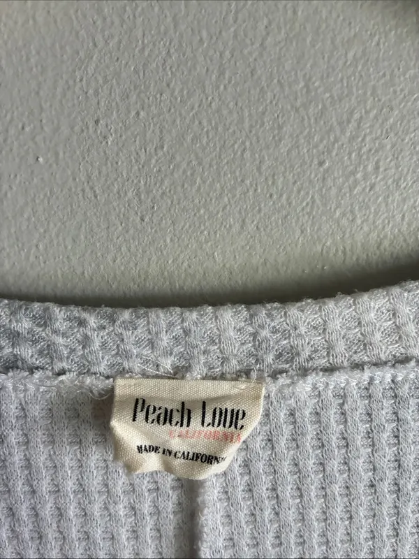 Peach Love California Gray Waffle Knit Peplum Top Large - Image 2