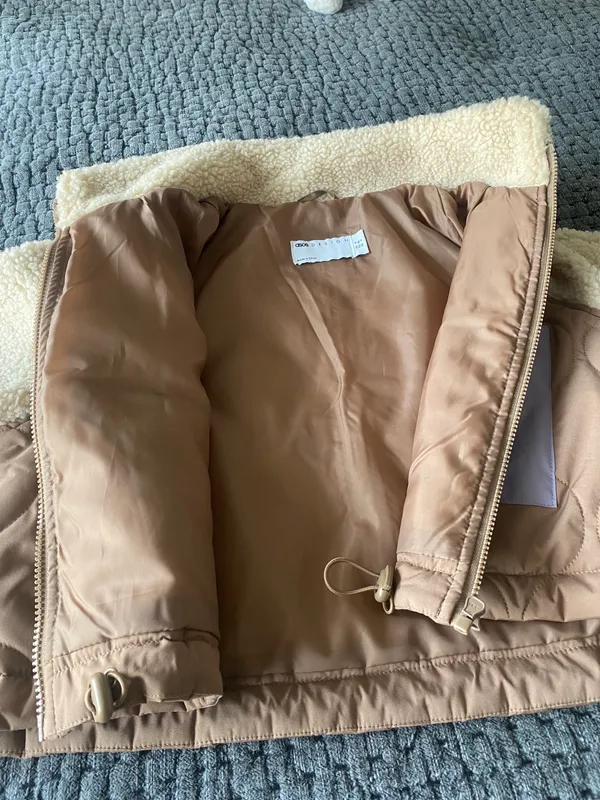 ASOS cropped fleece jacket in camel - Image 7
