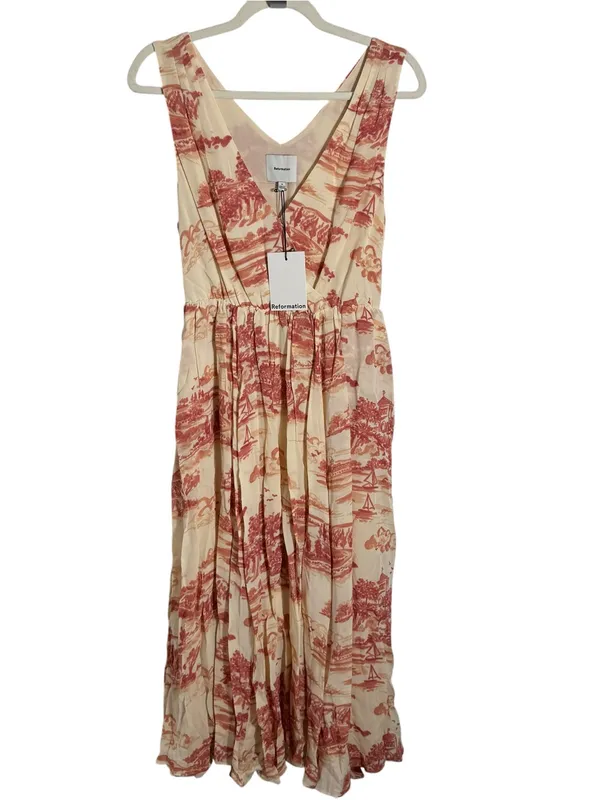Reformation Farah Midi‎ Dress Toile Print Sleeveless V Neck NWT Size 4 - Image 3