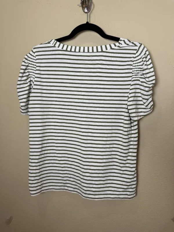 Modern Works Striped Puff Short Sleeve Top Shirt Blouse Size Medium - Image 5