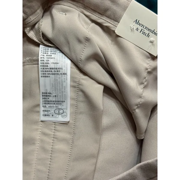 Abercrombie Sloane Low Rise Tailored Slim Boot Pants Tan Beige Size 33/16R NWT - Image 3