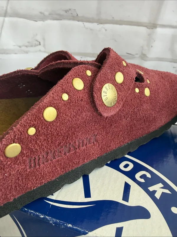 Birkenstock Boston Rivet Border Suede Clog in Zinfandel - US L7 M5 / EUR 38 - Image 8