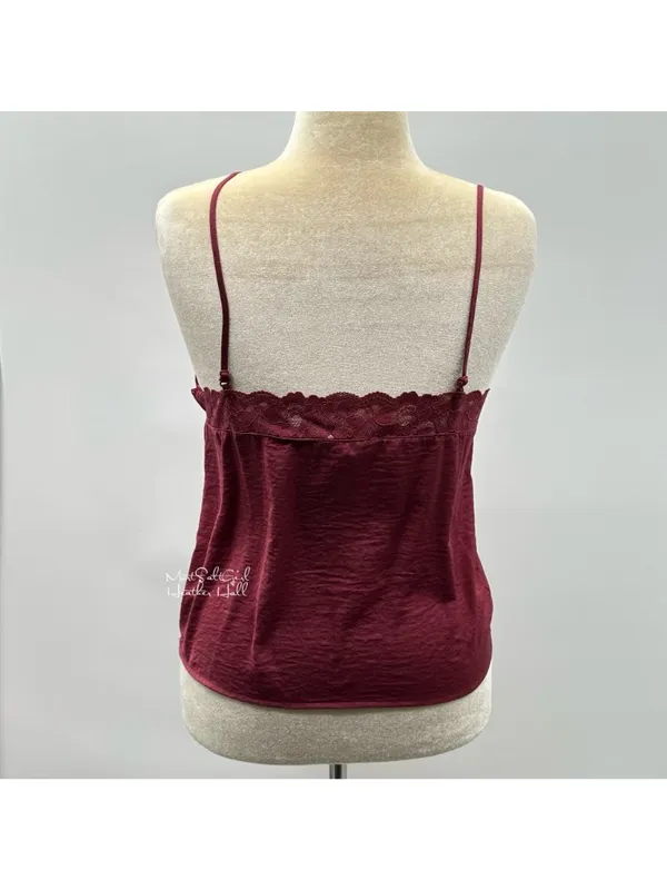 Pink Rose Lace-Trimmed Cami Top Size Large - Image 5