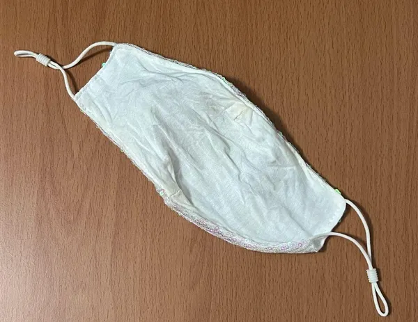 White Sequin Face Mask with Adjustable Straps - Image 5
