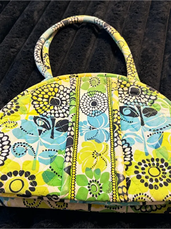 Vera Bradley Quilted Floral Dome Tote Bag in Yellow, Blue & Green - Image 2