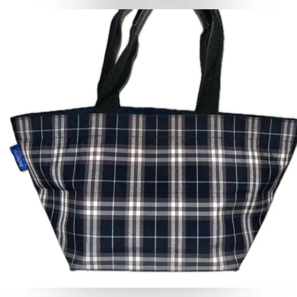 Burberry Authentic Vintage Blue Label Navy Nova Check Canvas Tote - Image 2