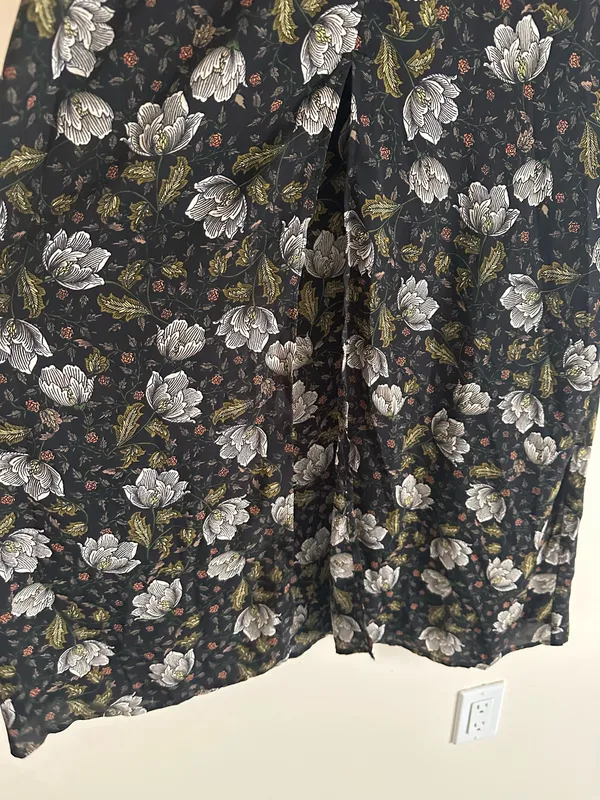 Smell the Roses Black Floral Racerback Slip Maxi Dress Slit Size S - Image 6
