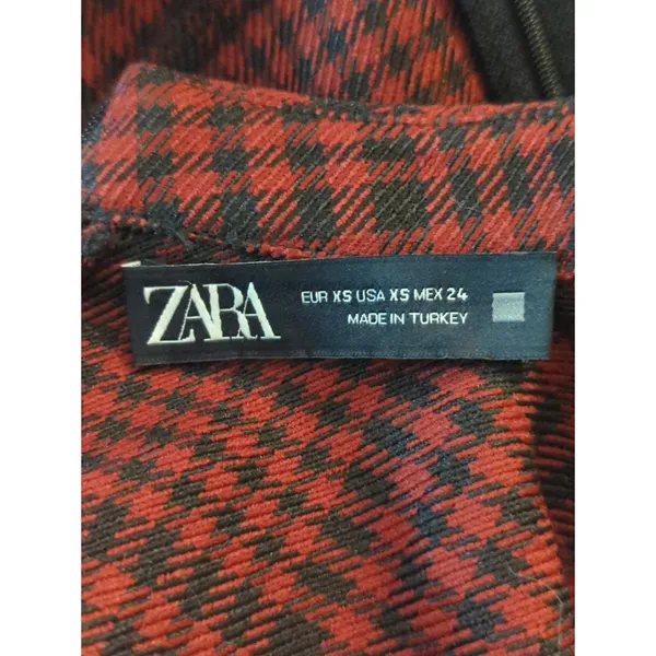 Zara Red & Black High Neck Plaid A-Line Mini Dress Women XS Skater‎ Girl Preppy - Image 10