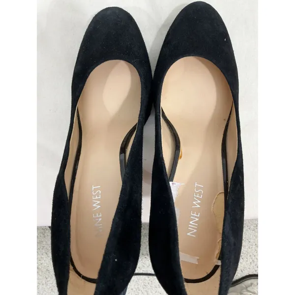 Womans Nine West Swankyo Black Suede Slip On Stiletto Pumps Size 9.5 M - Image 6