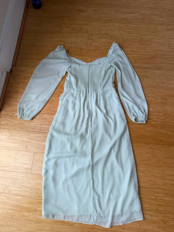 Abercrombie Sage Green Long Sleeve Midi Dress Medium Tall - Image 4