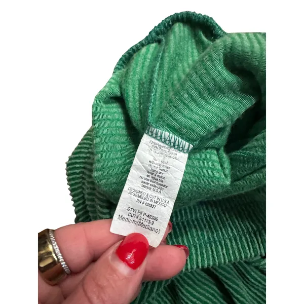 Tres Bien Green Ribbed Wide Leg Lounge Pants Medium Relaxed‎ Minimal Streetwear - Image 4